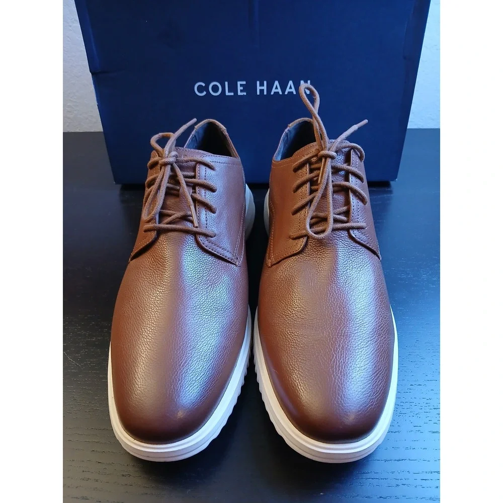 Cole Haan Mens Grand+ Plain Toe Oxford British Tan Leather Shoes C36935 Size 13W